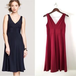 J. Crew Deep Red Sophia Dress in Silk Tricotine